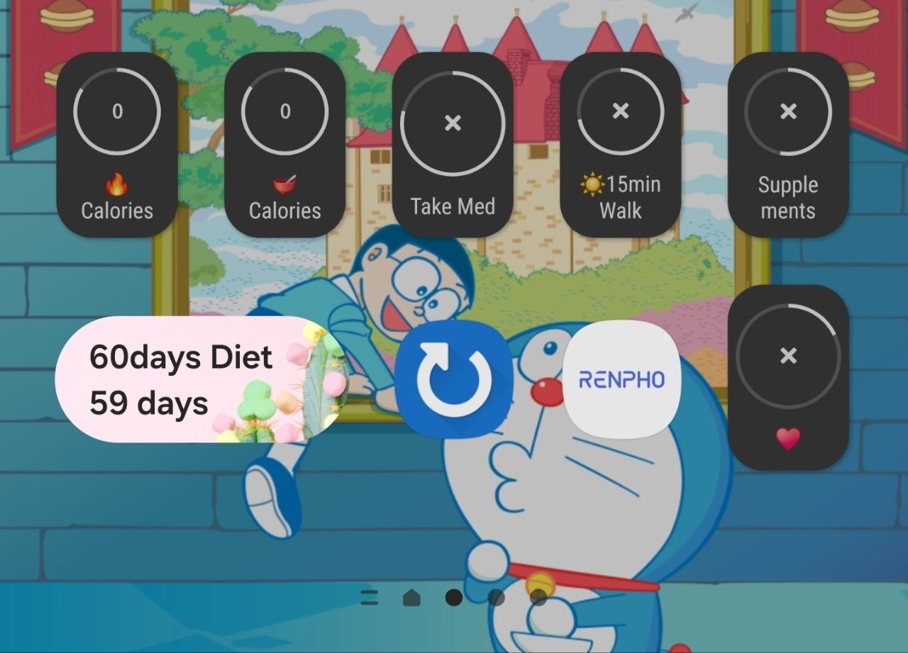 Natsuのスマホホーム画面：ドラえもん壁紙と習慣ウィジェット